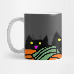 Back Print Cats and Halloween Pumpkins Mug